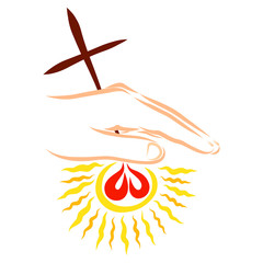 light and love from the wound of Christ, hand pierced by the cross