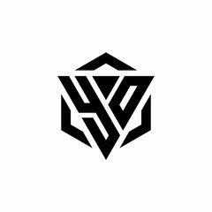YO Logo monogram with triangle and hexagon modern design template