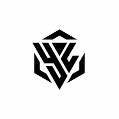 YL Logo monogram with triangle and hexagon modern design template