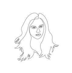 Portrait of a beautiful young woman in one continuous line.
