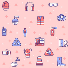 Vector color linear seamless pattern safety tools