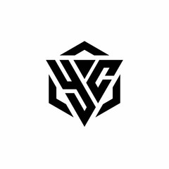 YC Logo monogram with triangle and hexagon modern design template