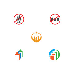 Set Social distancing icon vector illustration