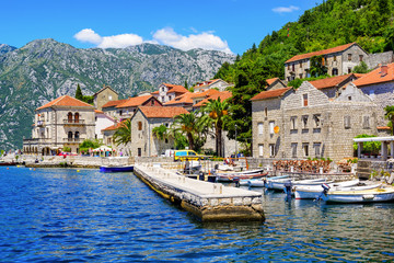 Fototapeta na wymiar Perast, tourist resort town in the Bay of Kotor, Montenegro