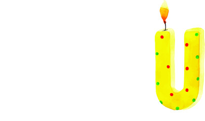 Watercolor Happy Birthday Letter Candle