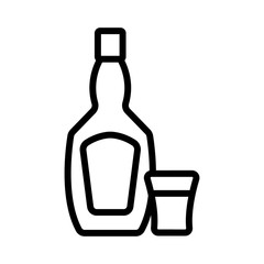 vodka bottle glass icon vector. vodka bottle glass sign. isolated contour symbol illustration