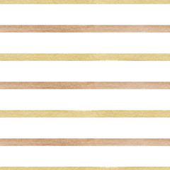 Watercolor hand drawn seamless pattern with abstract stripes in beige and brown color isolated on white background. Good for textile, background, wrapping paper etc.