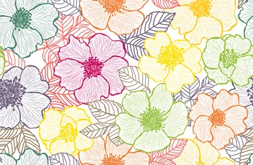 Tuinposter bloemen naadloos patroon © Chantal