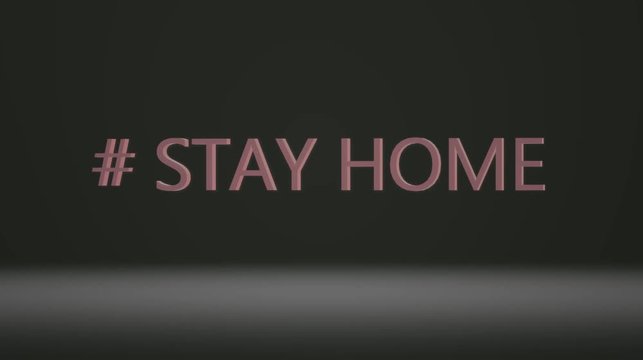 3d render on the topic of responsibility. Quote Coronavirus stays at home, sign with self-isolation message for social responsibility. COVID-19 text to encourage home stay.