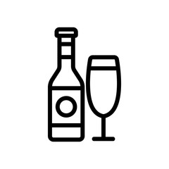 wine bottle glass icon vector. wine bottle glass sign. isolated contour symbol illustration