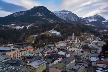 Naklejka premium View of Berchtesgaden from above in winter