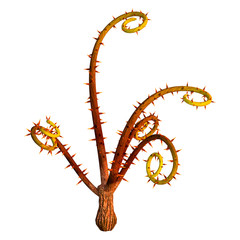 3D Rendering Alien Plant on White