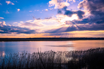 Dramatic Sunset Sky under the Jurmala Lake, Latvia