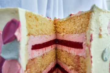 handmade strawberry cake close up