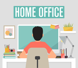 Work from home, home office concept, vector illustration