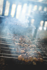 
skewers on skewers with smoke