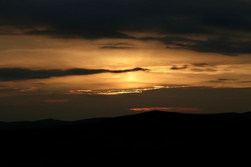 モンゴル　夕陽