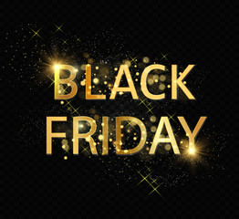 Black friday.Vector illustration of friday sale .Gold inscription with shiny dust.