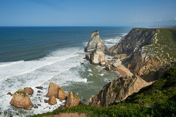 Rock shore of Europe. Praia da Ursa.