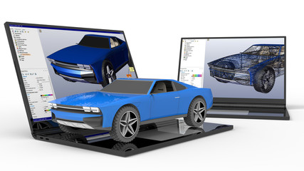 3D rendering - computer aided design of a muscle car