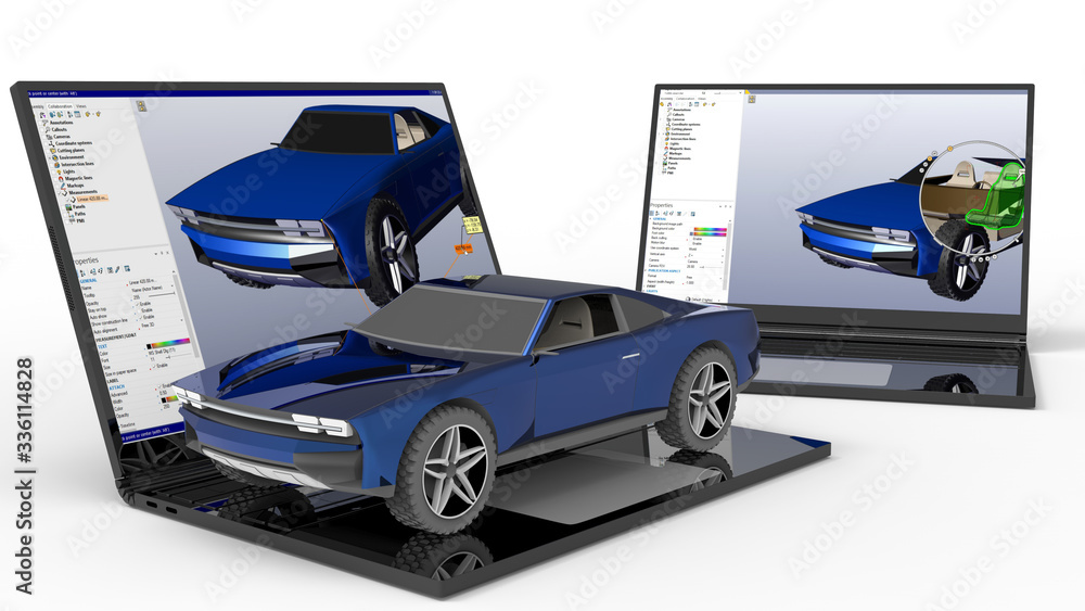 Poster 3d rendering - designing of a muscle car concept