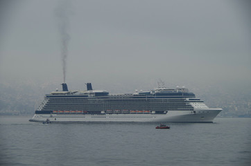 Modern Celebrity Cruises  luxury cruiseship or cruise ship liner Celebrity Eclipse in bay of...