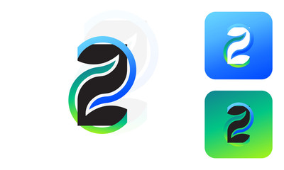 2 number logo Design. Number logo template. 