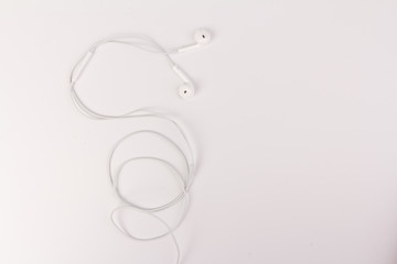 White headphones with headset on white isolated background