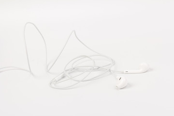 White headphones with headset on white isolated background
