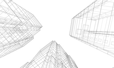 Vector wire-frame model of a multi-storey building