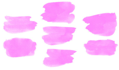 Set of purple watercolor smears for painting