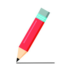Wooden pencil with shadow. Pencil icon on white background. Vector illustration. 