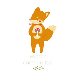 cute cartoon baby fox isolated on white background