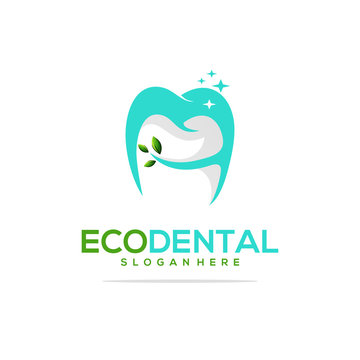 awesome eco dental logo vector