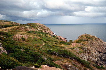 Beautiful Swedish landscape on the bank of the sea near the Molle lighthouse