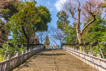 Fototapeta na wymiar Atago temple of Tokyo famous for its stairs of success climbed then descended on horseback by the samurai Magaki Heikurou who was rewarded by the shogun.