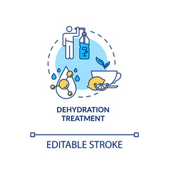 Dehydration treatment concept icon. Restore water balance in human body. Fluid intake, healthcare. Rotavirus aid idea thin line illustration. Vector isolated outline RGB color drawing. Editable stroke