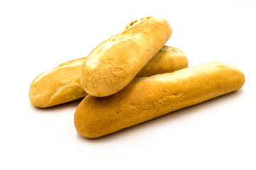 Three half french baguette