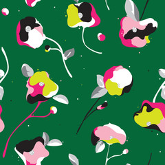 Seamless pattern with beautiful abstract and stylized floral composition