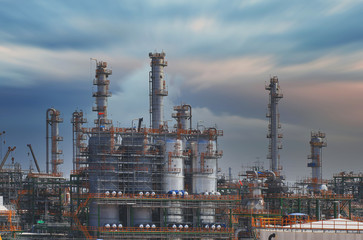 Fototapeta na wymiar Petroleum oil and refinery plant with dramatic sky
