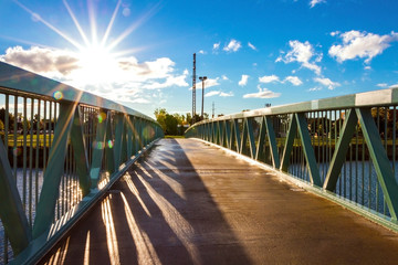 Fototapeta na wymiar Footbridge across the Lachine Canal in Montreal. 