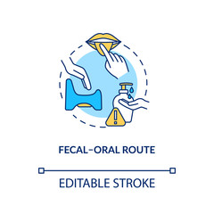 Fecal oral route concept icon. Contagious infection spread. Lack of sanitation. Rotavirus transmission idea thin line illustration. Vector isolated outline RGB color drawing. Editable stroke