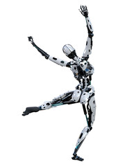 3D Rendering Female Robot on White