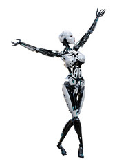 3D Rendering Female Robot on White
