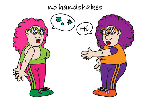 funny coronavirus no handshake  cartoon