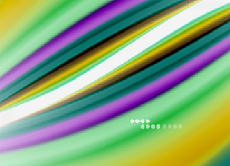 Wave lines abstract background, smooth silk design with rainbow style colors. Liquid fluid color waves. Vector Illustration