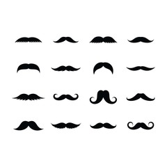Mustache Collection Icon Set. Set of Silhouette Mustache Illustration.