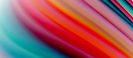 Wave lines abstract background, smooth silk design with rainbow style colors. Liquid fluid color waves. Vector Illustration © antishock