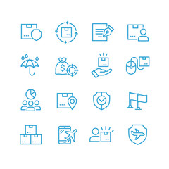 Set of Shipping vector line icon
