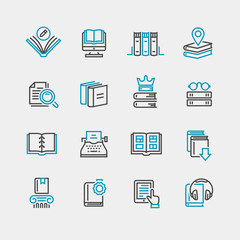 Book icon set in thin line style
